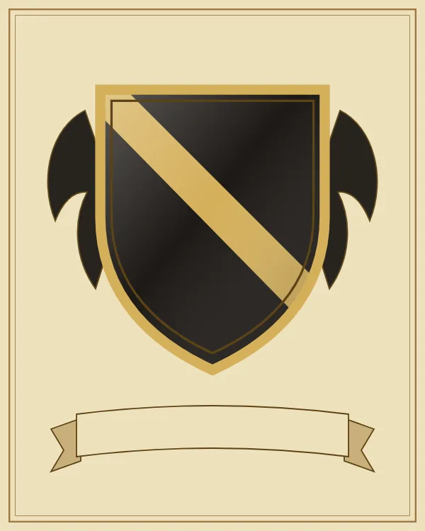 Coat of arms example: a black shield with a gold diagonal band