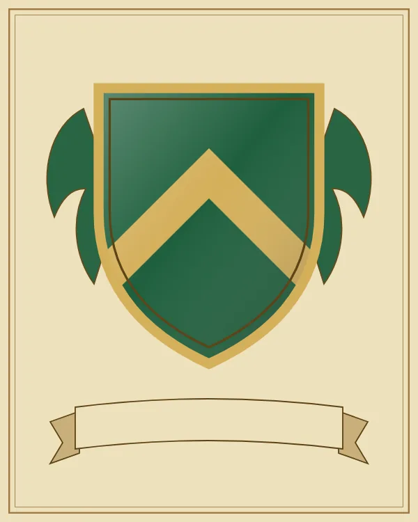 Coat of arms example: a green shield with a gold chevron