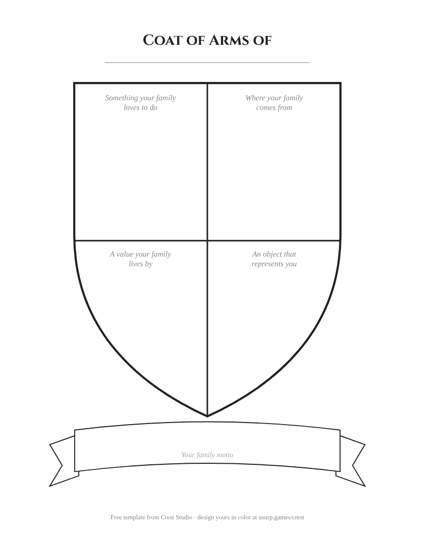 Family crest worksheet printable template